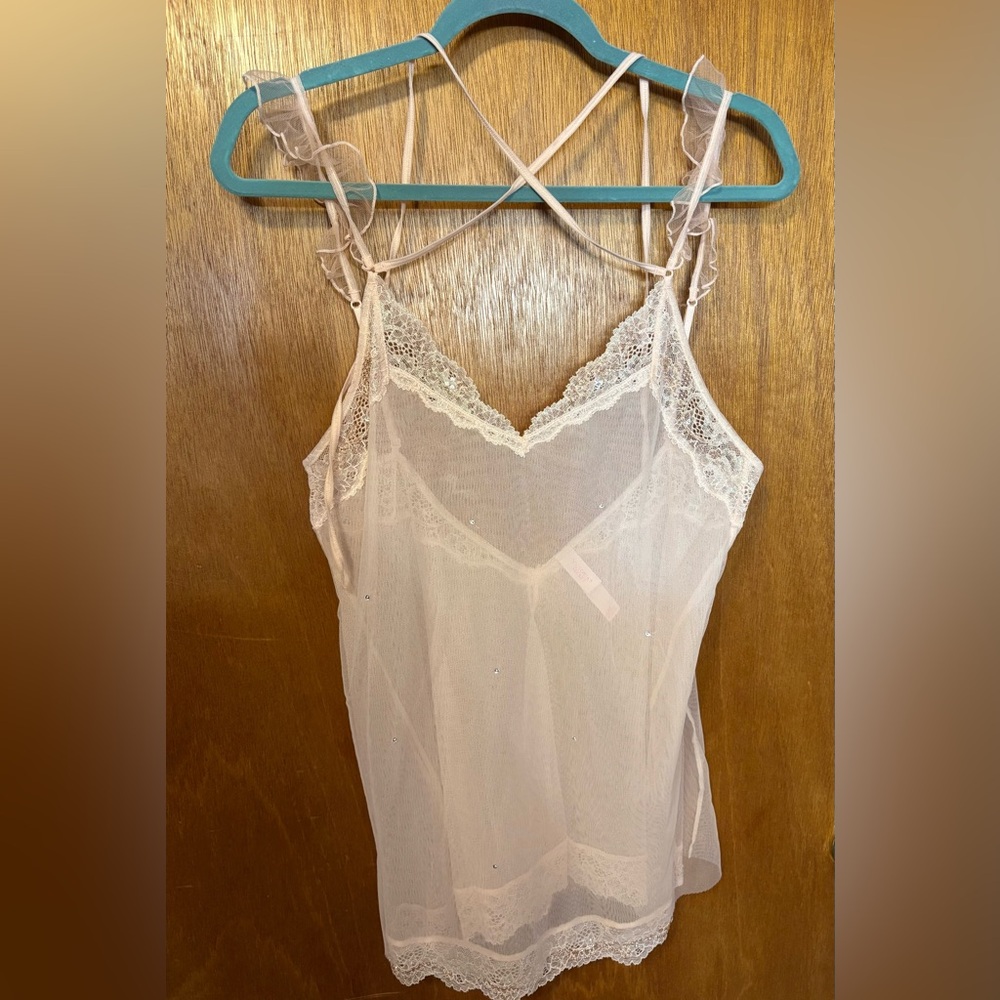 Victoria's Secret Pale Pink Sheer Lace-Trim Slip